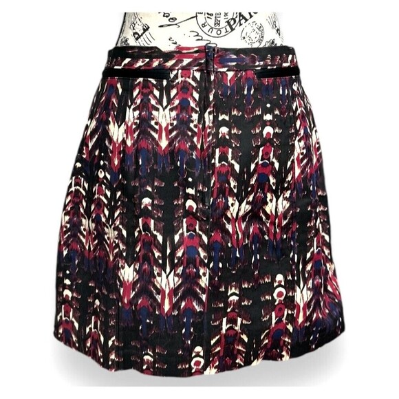 H&M 12 Multicolor Mini Skirt Tribal Print Zip Stretch Boho Casual Festival Chic - Picture 3 of 10